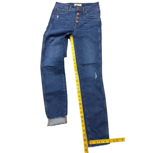 Madewell 10” High Rise Skinny Jeans Exposed Button Fly Raw Hem Women’s Size 26 - Picture 13 of 13
